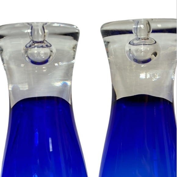 Block Signed Stockholm Crystal 4 Cobalt Blue Air Bubble Bottom Highball Glasses - Picture 7 of 11